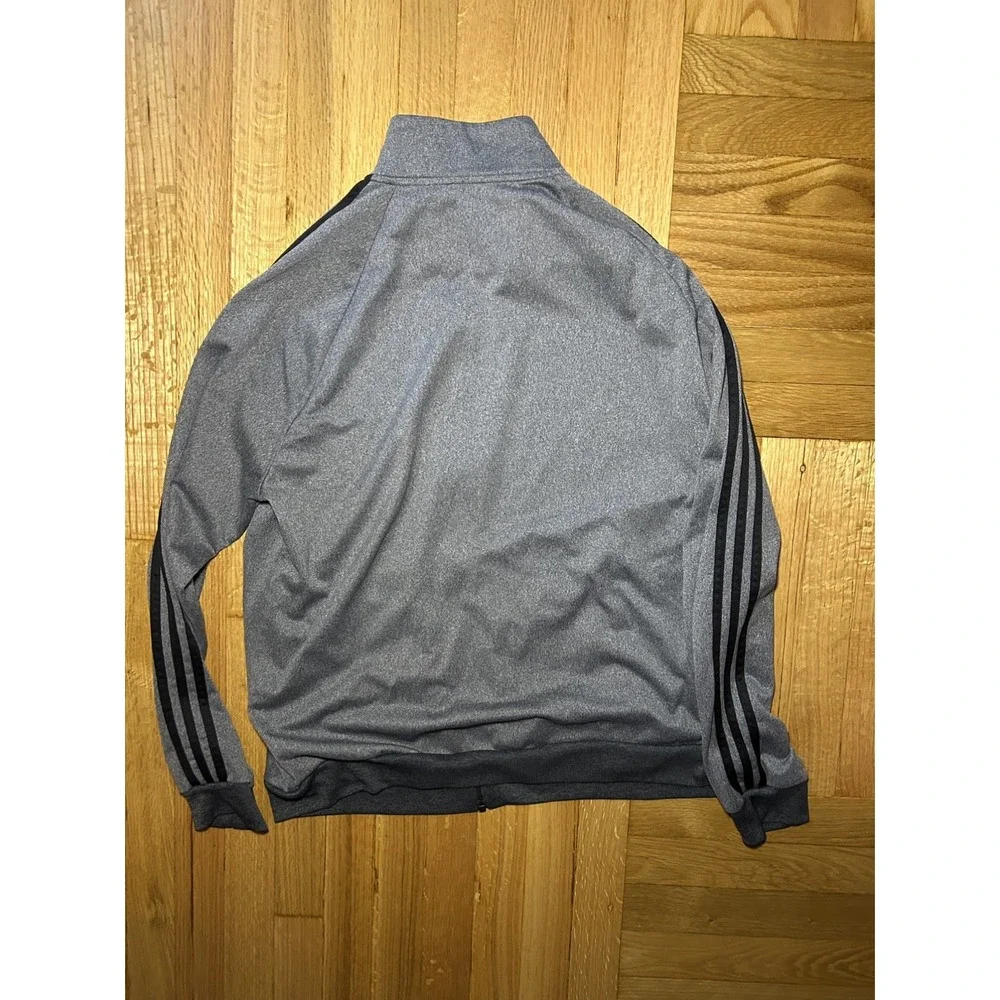 Adidas Mens Essentials 3 Stripes Tricot Full Zip Track Jacket Gray Black Sz L